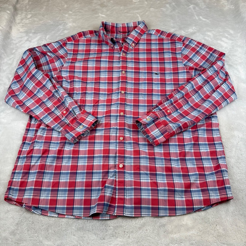 Vineyard Vines Mens XXL Plaid OTC On-The-Go Performance Button Down Shirt